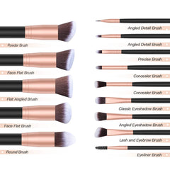 14Pcs Makeup Brush Set with Free Sponge