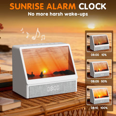 Sunrise Alarm Clock Wake-Up Light White Noise Bluetooth Connectivity Remote Button Control Natural Sound Sunrise Sunset Simulation Adjustable Brightness Christmas Birthday Gift for Friend
