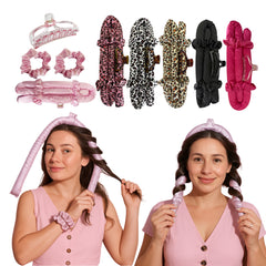 MR 4Pcs Heatless Curling Set – Satin Heatless Hair Curler Rod with Scrunchies