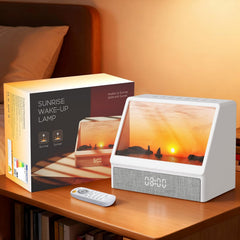 Sunrise Alarm Clock Wake-Up Light White Noise Bluetooth Connectivity Remote Button Control Natural Sound Sunrise Sunset Simulation Adjustable Brightness Christmas Birthday Gift for Friend