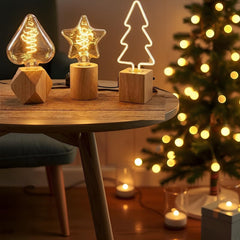 Triple Wood Table Lamps for Ambient Mood Lighting~6512