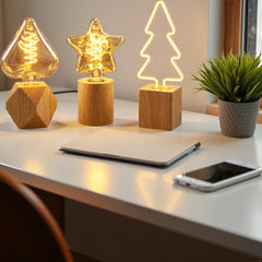 Triple Wood Table Lamps for Ambient Mood Lighting~6512