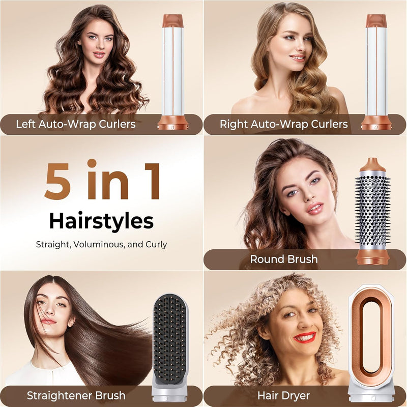 Magic Styler 5 in 1 Hair Styler, Air Styler Set with Curl Straighten, Volumise, Smooth and Drying for Styling, Magic Hair Styler Air Styler for All Hair Type/Length