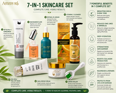 7-in-1 Anti-Ageing Skincare Set | Retinol, Niacinamide & Vitamin C | Ammuri