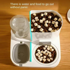 EF Automatic Feeder Cat Dog Food Bowl with Water Fountain Pet Large Capacity Raised Stand Dish Bowl for Cat Drinker Accessorie