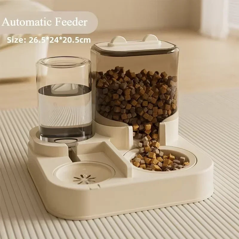 EF Automatic Feeder Cat Dog Food Bowl with Water Fountain Pet Large Capacity Raised Stand Dish Bowl for Cat Drinker Accessorie