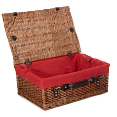 46cm Double Steamed Willow Wicker Picnic Basket-3