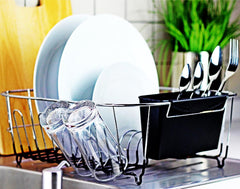 Dish Rack for Drying Plates and Cutlery, Small Metal Sink Dish Drainer