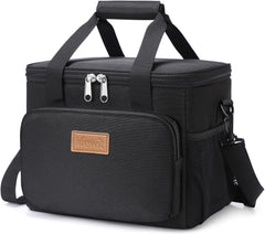 Lunch Bag 9L 12 Can Insulated Lunch Box Soft Cooler Cooling Tote for Adult Men Women, Black